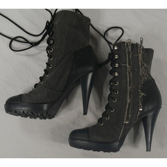 Steve Madden P-Romper Black Steampunk HIgh Heel Ankle Boot Cap Toe Wms Size 8 - Picture 5 of 8
